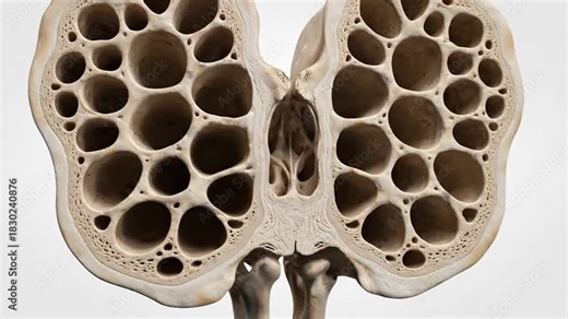 Anatomical cross-section of human mastoid process and air cells