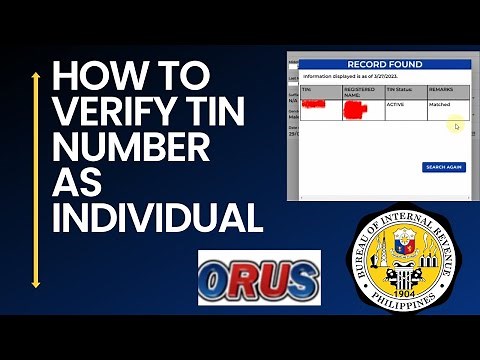 How to verify TIN Number using ORUS System. New features of ORUS. As Individual