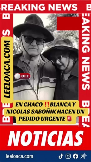 La noticia sobre Blanca Gómez y Nicolás Saboñik corresponde a un dramático conflicto familiar por tierras en la localidad de Avia Terai, Chaco. La pareja de adultos mayores enfrenta una orden judicial de desalojo del campo donde han vivido por más de 50 años, impulsada legalmente por su propio hijo, Alcides Saboñik. #chaco #familia #justicia #politicos #parat @tveoaca @Escuchaloaca @TikTok en español