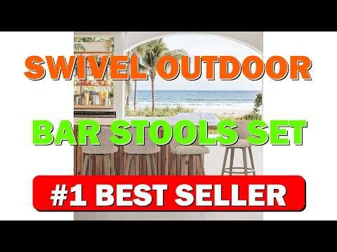 Swivel Outdoor Bar Stools Set of 4, 27" Counter Wicker Patio Chair - B0FG686487