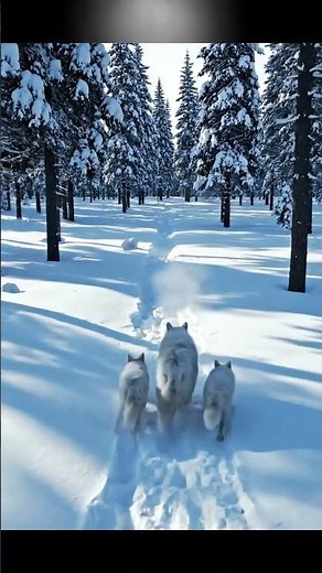 White Wolf Walking With Its Cubs Through a Frozen Forest | Pure Wildlife Moment