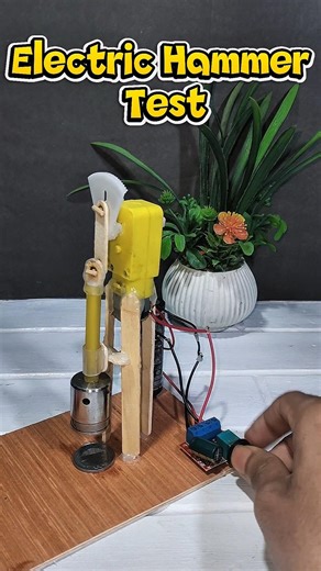 Electric Hammer Machine Test 😳 | DC Motor DIY #youtubeshorts #shorts #tech #diy #dcmotor #hammer
