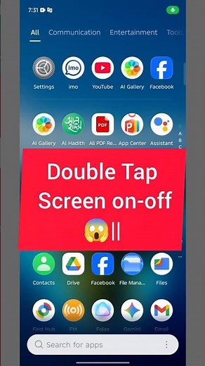 Double Tap Screen on-off 😱|| double Touch on off screen on mobile phone #shorts