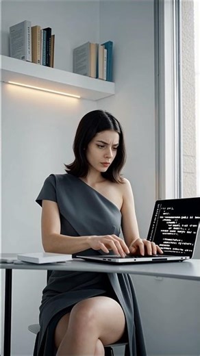 Focused Female Coder: Deep Work & Problem Solving#shorts#ai