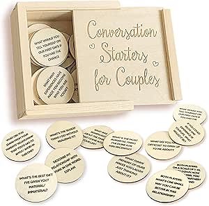 80 Conversation Cards for Couples - Couples Card Games, Deep Relationship Card Game, Starter Questions for Couples Gifts, Wood Date Night Games for Couples Intimacy Building