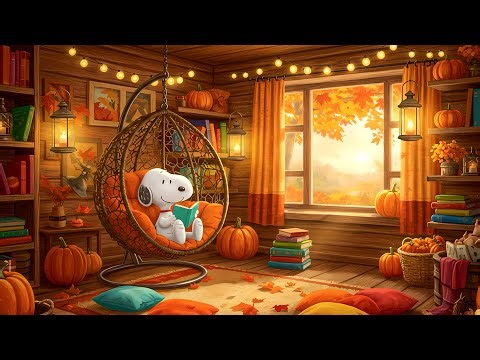 🍂 Snoopy’s Cozy Autumn Cabin Afternoon 📖 Lofi Jazz for Reading, Study & Peaceful Relaxation