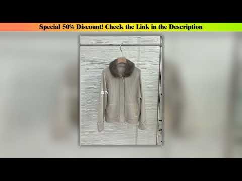 Today Only Winter new women's warm clothing light khaki cashmere knitted cardigan luxurious fur col