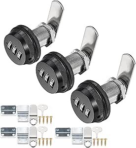 Kitmose 3 Pack Combination Cabinet Cam Lock Password Coded Lock with 1-1/8''Cylinder and Chrome Finish, Security Combi-Cam Locks for Cabinet Filing Drawer Mailbox (Black) - Amazon.com