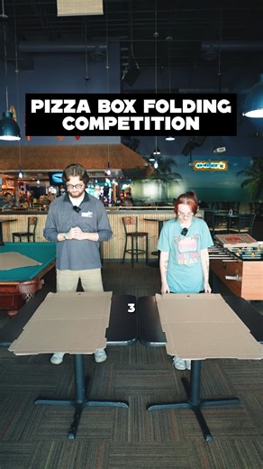1.5K views | Pizza box folding: speed, precision, and perhaps a hint of panic. Winner gets bragging rights (and maybe a slice). Who’s your pick to finish first?  | Crazy Pinz | Facebook