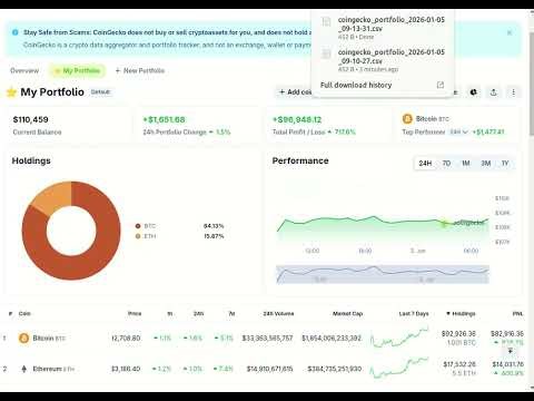 Export CoinGecko Portfolio to CSV | Browser Extension Demo