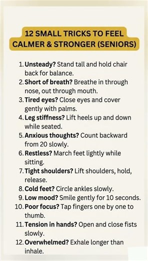 12 SMALL TRICKS TO FEEL CALMER & STRONGER (SENIORS) #seniorwellness #calmingtechniques #agingwell