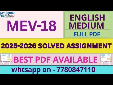 IGNOU MEV018 Solved Assignment 2025-2026 | Latest IGNOU Assignment Solution
