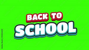 Back to school concept animation. Back to school text animation with green screen. Stock Video
