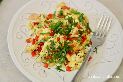 Scrambled Eggs with Peppers and Onions - Cooked by Julie