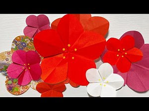 【折り紙】実に簡単な梅の花✨How to make paper Plum blossom#매화꽃#梅花#花#梅#flower#五弁花#折り方#おりがみ#origami#摺紙#종이#easy#diy