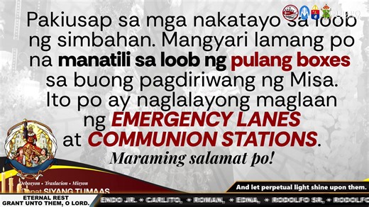 08 Enero 2026 (Huwebes) • IKASIYAM NA ARAW ng MISA-NOBENARYO sa Mahal na POONG JESUS NAZARENO Tagapagdiwang: Lubhang Kagalang-galang REX ANDREW C. ALARCON, D.D. Arsobispo ng Caceres NAZARENO 2026 Debosyon • Traslacion • Misyon TEMA: “Dapat SIYANG TUMAAS, at AKO nama’y bumaba.” (Juan 3:30) Ang bawat DEBOTO ay MISYONERONG DISIPULO. Ang DAMBANA ni JESUS NAZARENO ay TAHANAN ng bawat PILIPINO at BUKAL ng PAG-ASA. TUMATANGGAP ng Deboto. NAGSUSUGO ng Disipulo. Walang hanggang pasasalamat, Mahal na Poon