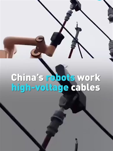 China’s dual-arm robots can now navigate high-voltage cables, replacing a highly dangerous job and saving humans from needing to put themselves in danger. #InsideChina
