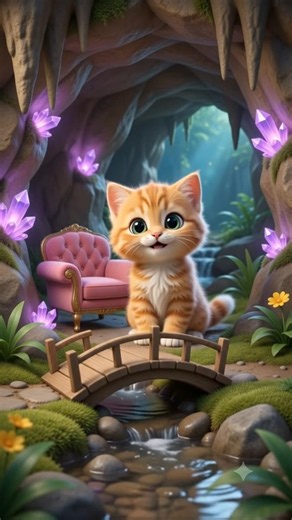 Tiny Kitten Builds a Hidden Waterfall Cave 🌊🐱