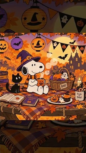 Snoopy's Cozy Halloween Treehouse 🎃 Spooky Autumn Lofi Beats to Relax & Study