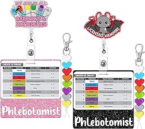 Phlebotomy Squad Fun Glitter Badge Reel Retractable with Metal Shark Clip, Cute Badge Holder for Phlebotomy Students, Christmas Birthday Gift for Phlebotomy Nurse Doctor Medical Assistant