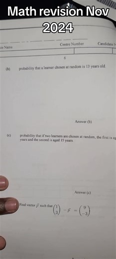 Math Revision for November 2024 Exam