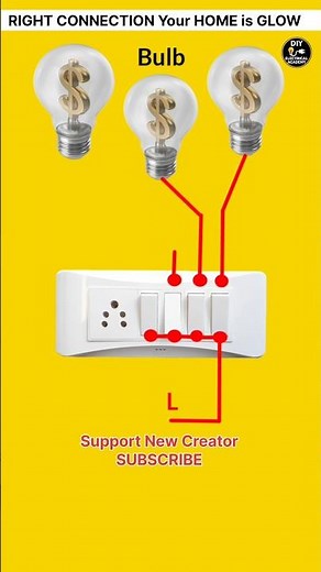 3 Switch 1 Socket With 3 Bulb Connection | Switchboard Wiring Explained | DIY Electrical #shorts