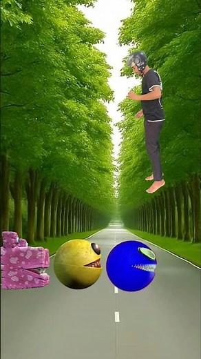 I jump on monster Pac Man vs big monster Pac Man game over #shorts #youtubeshorts #viral #funny #vfx