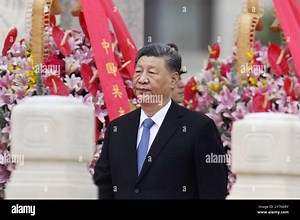 Chinese President Xi Jinping attends a ceremony marking Martyrs' Day at Tiananmen Square in Beijing on Sept. 30, 2024. (Kyodo)==Kyodo Photo via Credit: Newscom/Alamy Live News Stock Photo - Alamy