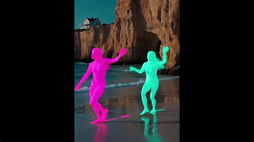 “Two Young People Dancing on the Beach · 5‑Second Study”