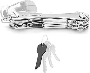 KeySmart - Compact Key Holder and Keychain Organizer (up to 14 Keys, Titanium) Bundle with KeySmart- Key-shaped Safe Box Cutter, Safe Package Opener For Everyday Carry, with Finger Protecti