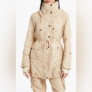 Blanc Noir Camo Hooded Anorak Cream Raincoat Size Large