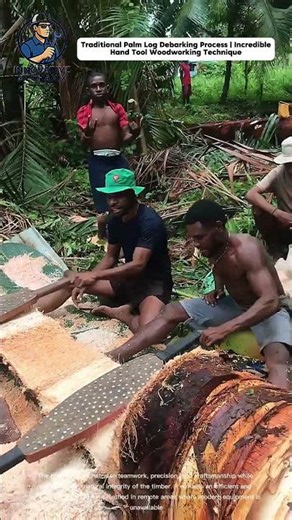 Traditional Palm Log Debarking Process | Incredible Hand Tool Woodworking Technique