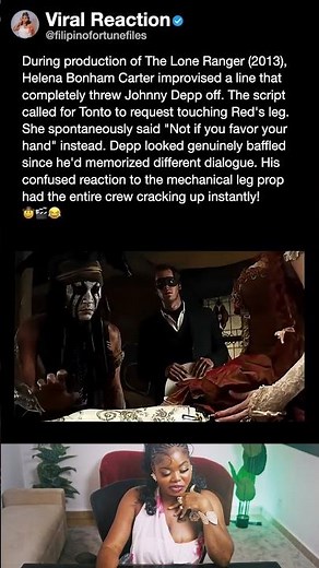 During production of The Lone Ranger (2013), Helena Bonham Carter improvised a