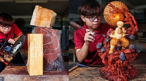 10K views · 232 reactions | Demon Slayer： Zenitsu Wood Carving Combine 3 Types of Special Wood into a Glowing Statue [ 鬼滅 | Woodart Vietnam | Facebook