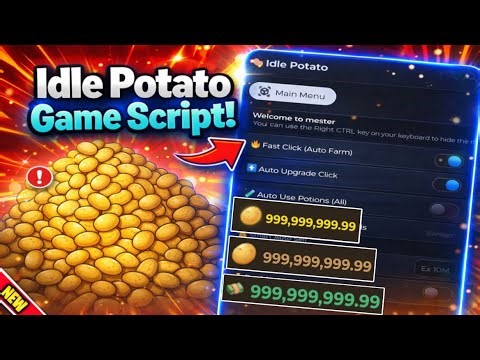 Idle Potato Game Script - (Fast Click, Auto Farm, Auto Upgrade, Auto Potions & Auto Sell)