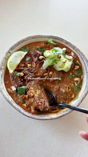 Slow Cooked Red Curry Beef Brothy Rice Bowl recipe