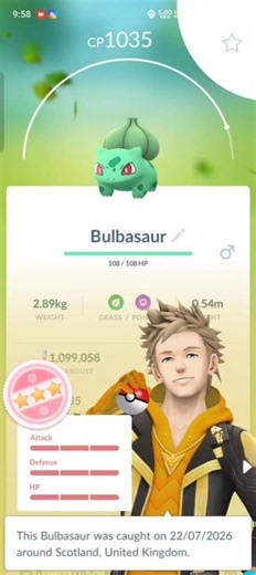 100% iv Bulbasaur in wild 🤩
