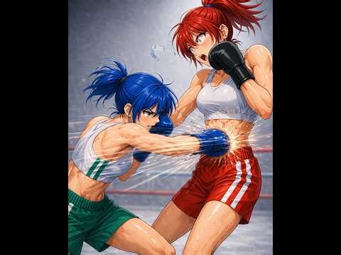 girl boxing anime(Hyunji vs Sui) #anime #girlboxing #boxing #ai #grok