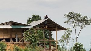 84K views · 2.6K reactions | Stone roof finished with Fibro cement at the wooden house farm Family Farm Life | Family Farm Life | Facebook