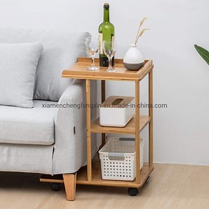 [Hot Item] Sofa Corner Snack Tablet for Living Room, Side Table with Storage Shelves