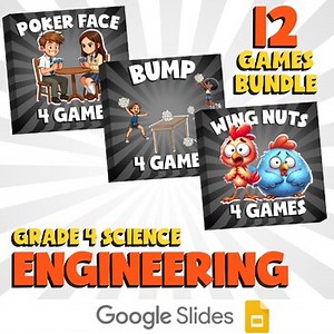 12 No Prep Science Games Bundle B - Engineering - Grade 4 Review Activity