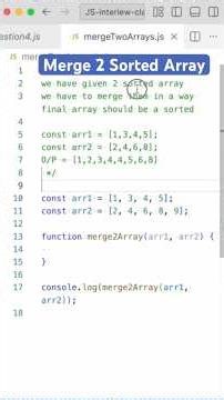 JavaScript Interview Q&A | Merge 2 Sorted Arrays using Two Pointers (JS) #coding #interview #shorts