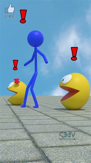 They called for help at the last moment ! 📱📵🧐#friendship #pacman #stickman #blender