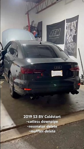 Loudest Audi S3 cold start? Catless custom straight pipe exhaust