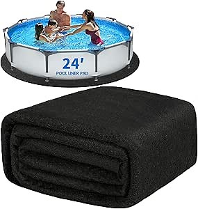 24 FT Round Pool Liner Pad for Above Ground Swimming Pool Pad, Seamless Under Pool Padding Puncture Resistant Pool Mat, Durable Geotextile Material, Extends Life to The Liner