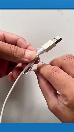 Wrapping Charger Cable End with Thread to Protect Exposed Wires #constructions #repair