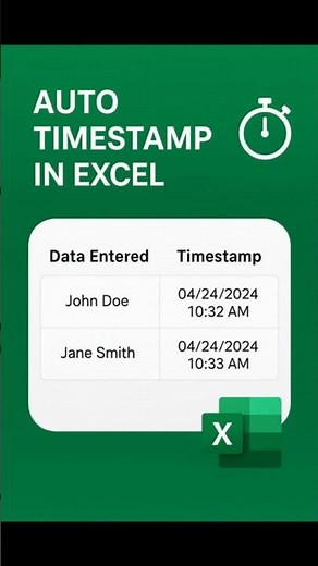 AutoTimestamp in Excel ⏱️ | Formula + VBA | Excel Automation Trick #exceltips #excelvba #excel