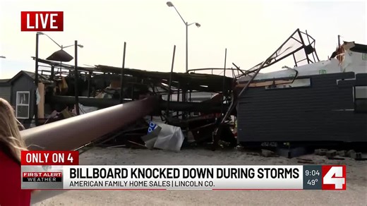 Lincoln County billboard falls during storm, lands on business