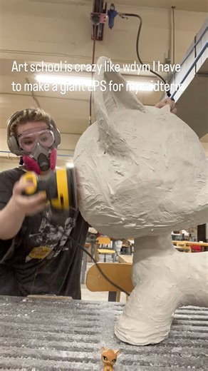 Katie Claire ✿ on Instagram: "This is for my Sculpture class and the actual project requirements are to make a giant version of any small object as accurate as possible. She is constructed of pounds of hot glue, cardboard, wire, paper, tape, tinfoil, plaster gauze, and joint compound #art #artschoollife #artschool #sculpture #sculptureart #lps #lpsart #cat"