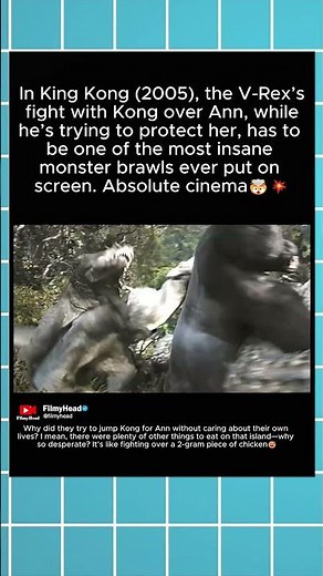In King Kong (2005), the fight between Kong and Dinosaurs is still🤯💥.